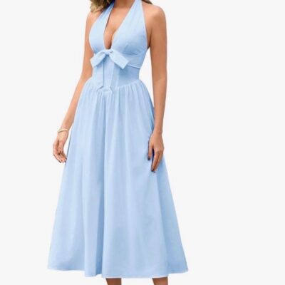 Vestido midi halter Aria