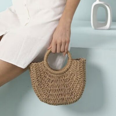 Bolso tote de paja tejido a mano Isla